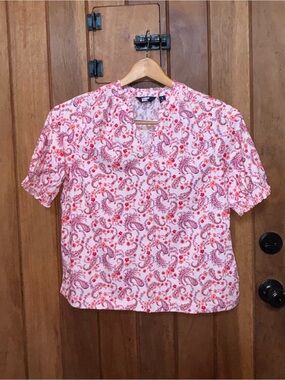 Lands’ End Light Pink Paisley Short Sleeve Blouse